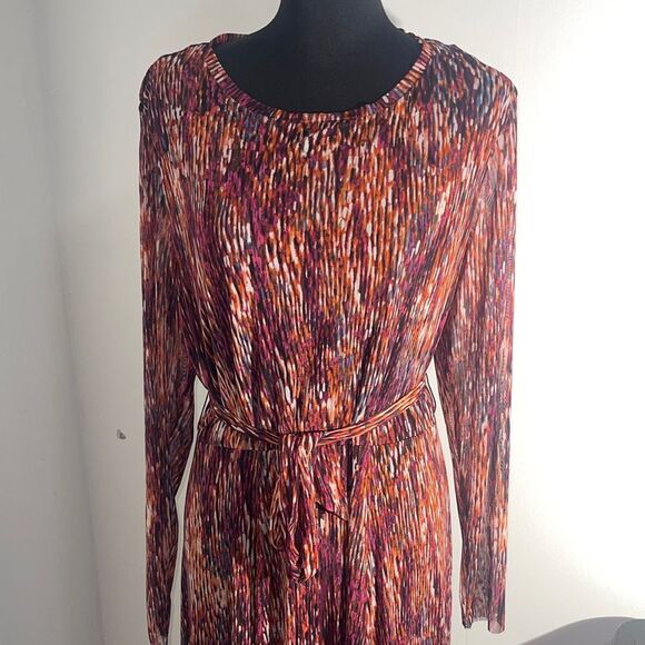 Sandra Darren XL Belted Maxi Dress Abstract Multicolor New With Tags - Picture 3 of 5